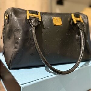 MCM Black Shoulder Bag with Gold Accents